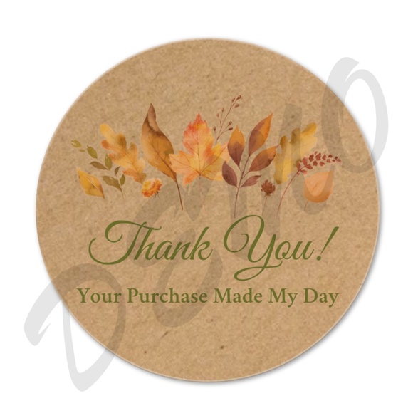 Autumn Fall Thank You Sticker Label - Picture 2 of 3